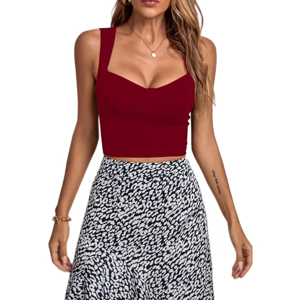 LYANER Women's Square Neck Strap Sleeveless Basic Solid Slim Shirt Tank Crop Top