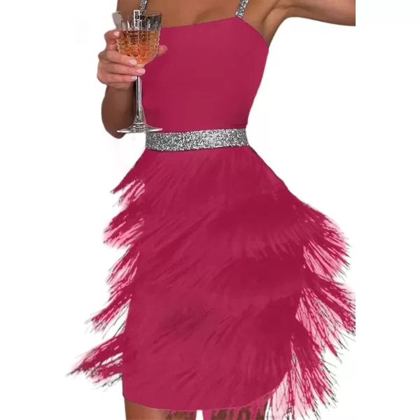 LYANER Women's Strappy Layered Fringe Cami Midi Dress Sleeveless Tassels Flapper Dresses
