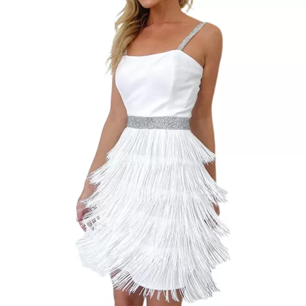 LYANER Women's Strappy Layered Fringe Cami Midi Dress Sleeveless Tassels Flapper Dresses