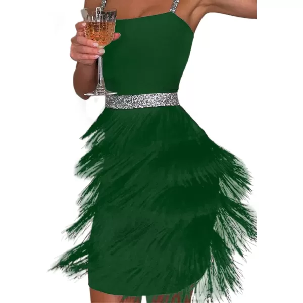 LYANER Women's Strappy Layered Fringe Cami Midi Dress Sleeveless Tassels Flapper Dresses