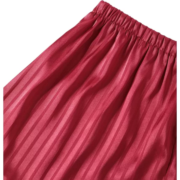 LYANER Women's Striped Silky Satin Pajamas Short Sleeve Top with Shorts Sleepwear PJ Set
