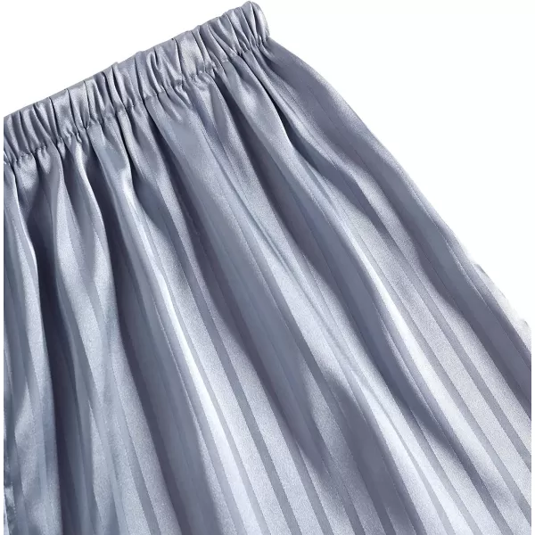 LYANER Women's Striped Silky Satin Pajamas Short Sleeve Top with Shorts Sleepwear PJ Set