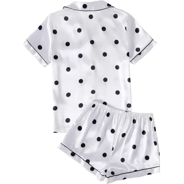 LYANER Women's Striped Silky Satin Pajamas Short Sleeve Top with Shorts Sleepwear PJ Set
