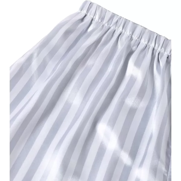 LYANER Women's Striped Silky Satin Pajamas Short Sleeve Top with Shorts Sleepwear PJ Set