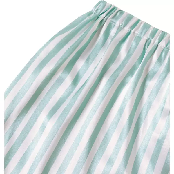LYANER Women's Striped Silky Satin Pajamas Short Sleeve Top with Shorts Sleepwear PJ Set