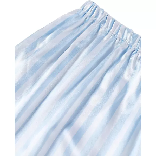 LYANER Women's Striped Silky Satin Pajamas Short Sleeve Top with Shorts Sleepwear PJ Set