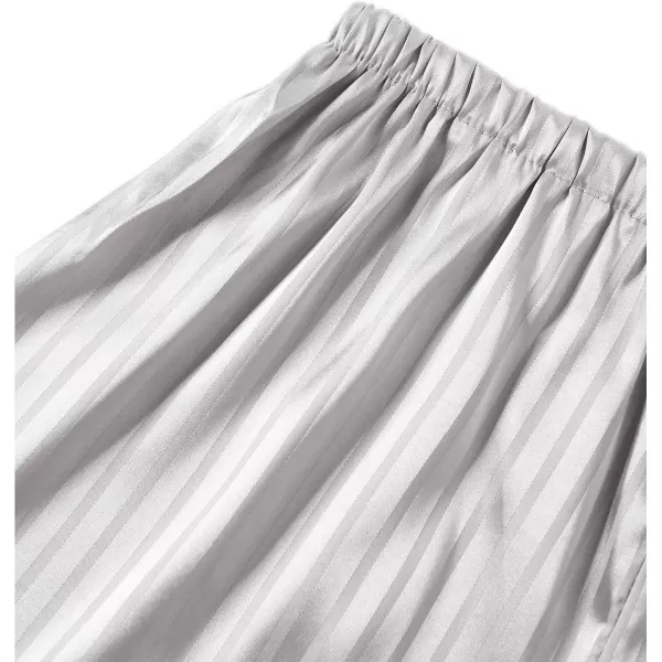 LYANER Women's Striped Silky Satin Pajamas Short Sleeve Top with Shorts Sleepwear PJ Set
