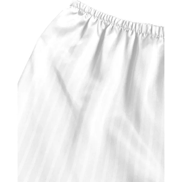 LYANER Women's Striped Silky Satin Short Sleeve Button Down Notch Collar Sleepwear PJ Set