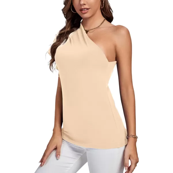 LYANER Women's Summer Elegant One Shoulder Ruched Ruffle Short Sleeve Blouse Top
