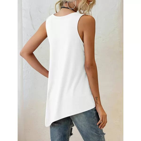 LYANER Women's Summer Loose Crewneck Asymmetrical Hem Sleeveless Tank Top Shirt