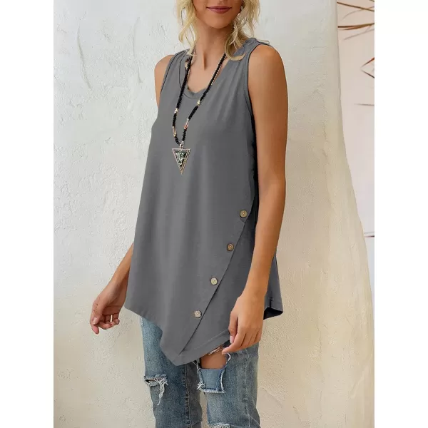 LYANER Women's Summer Loose Crewneck Asymmetrical Hem Sleeveless Tank Top Shirt