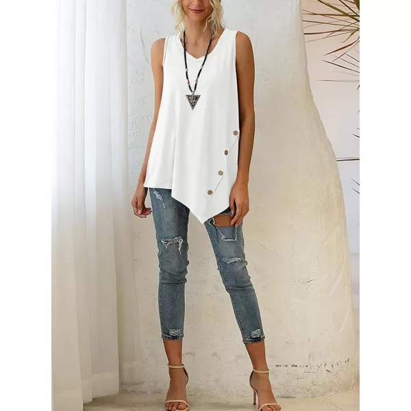 LYANER Women's Summer Loose Crewneck Asymmetrical Hem Sleeveless Tank Top Shirt