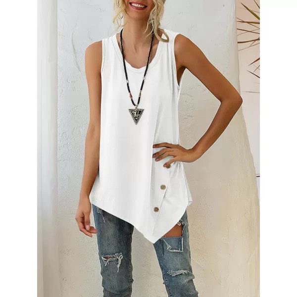 LYANER Women's Summer Loose Crewneck Asymmetrical Hem Sleeveless Tank Top Shirt