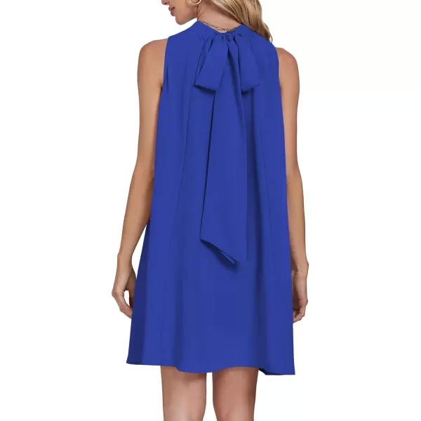 LYANER Women’s Summer Mock Neck Sleeveless Loose Tank Top Pleated Mini Beach Dress Sundress