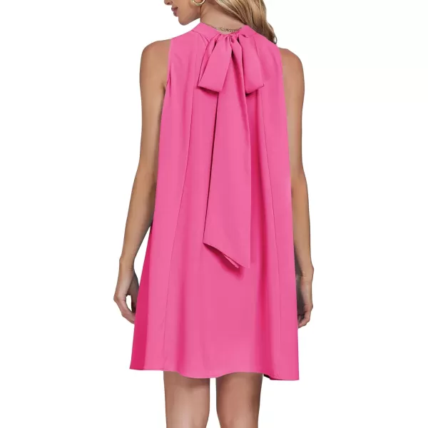 LYANER Women’s Summer Mock Neck Sleeveless Loose Tank Top Pleated Mini Beach Dress Sundress
