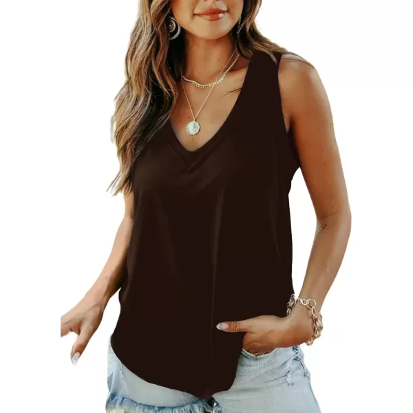 LYANER Women's Summer V Neck Basic Sleeveless Racerback Tank Top Casual Loose Shirts