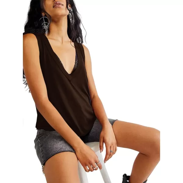 LYANER Women's Summer V Neck Basic Sleeveless Racerback Tank Top Casual Loose Shirts