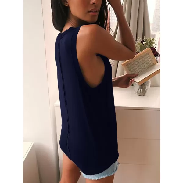 LYANER Women's Summer V Neck Basic Sleeveless Racerback Tank Top Casual Loose Shirts