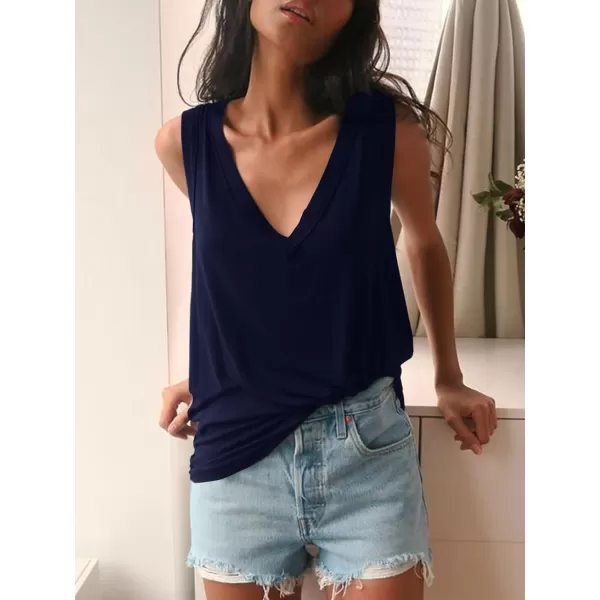 LYANER Women's Summer V Neck Basic Sleeveless Racerback Tank Top Casual Loose Shirts