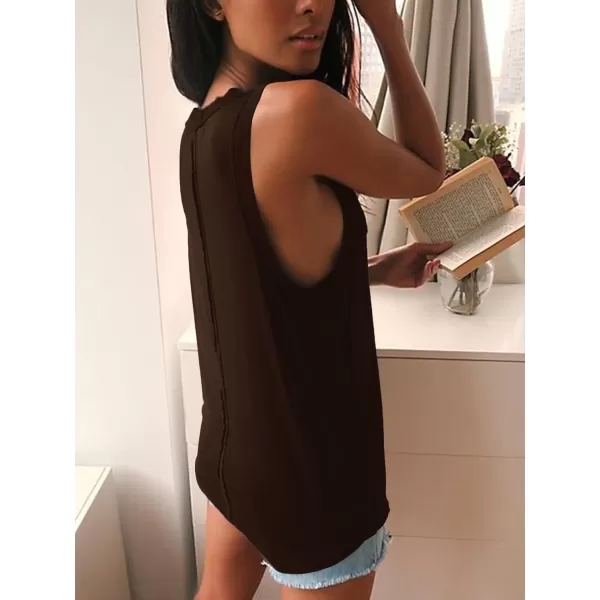 LYANER Women's Summer V Neck Basic Sleeveless Racerback Tank Top Casual Loose Shirts
