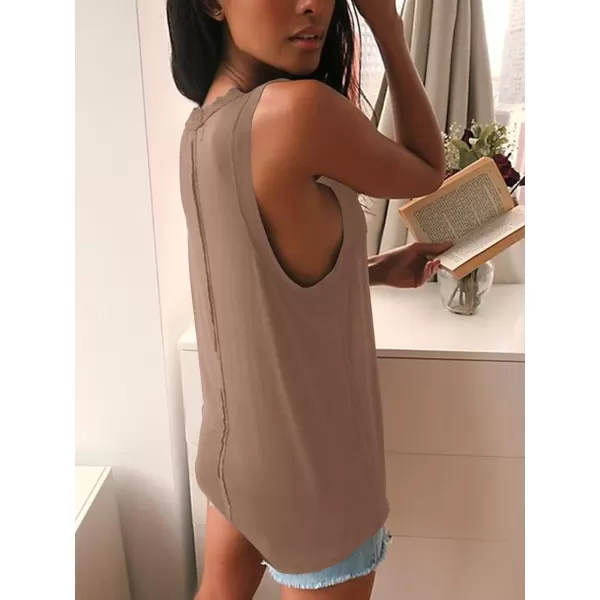LYANER Women's Summer V Neck Basic Sleeveless Racerback Tank Top Casual Loose Shirts