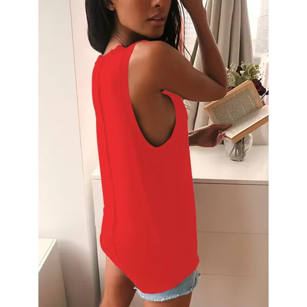 LYANER Women's Summer V Neck Basic Sleeveless Racerback Tank Top Casual Loose Shirts