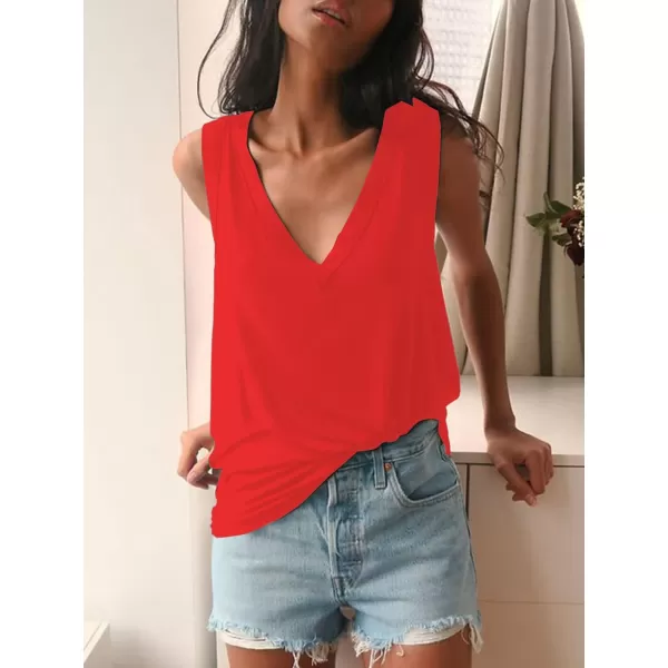 LYANER Women's Summer V Neck Basic Sleeveless Racerback Tank Top Casual Loose Shirts