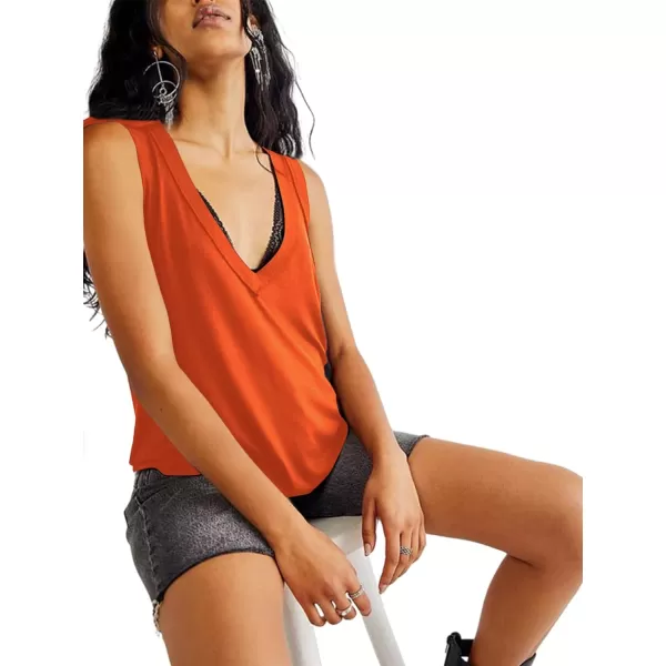 LYANER Women's Summer V Neck Basic Sleeveless Racerback Tank Top Casual Loose Shirts