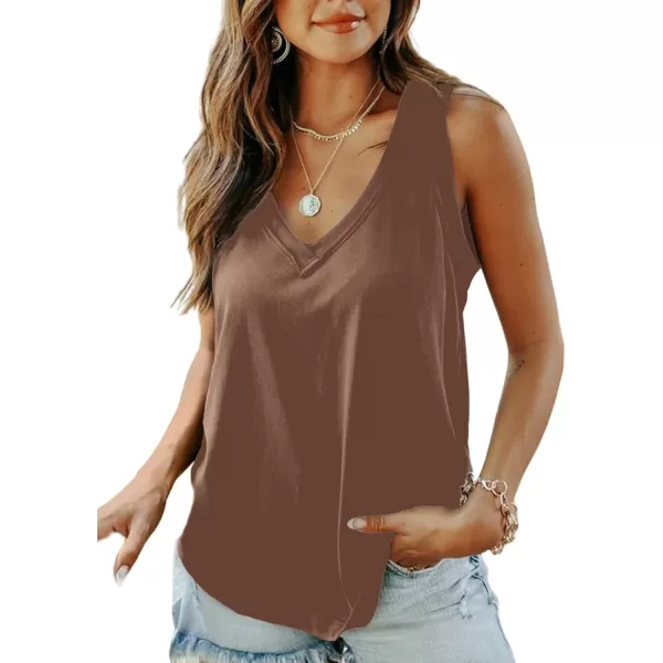 LYANER Women's Summer V Neck Basic Sleeveless Racerback Tank Top Casual Loose Shirts