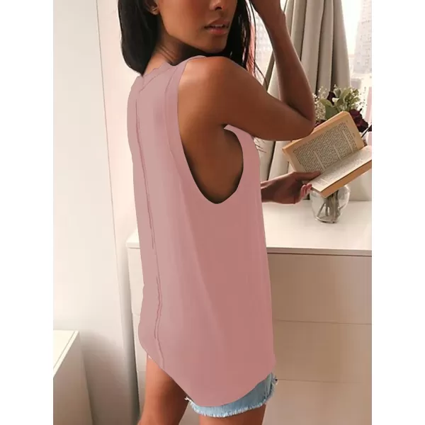 LYANER Women's Summer V Neck Basic Sleeveless Racerback Tank Top Casual Loose Shirts