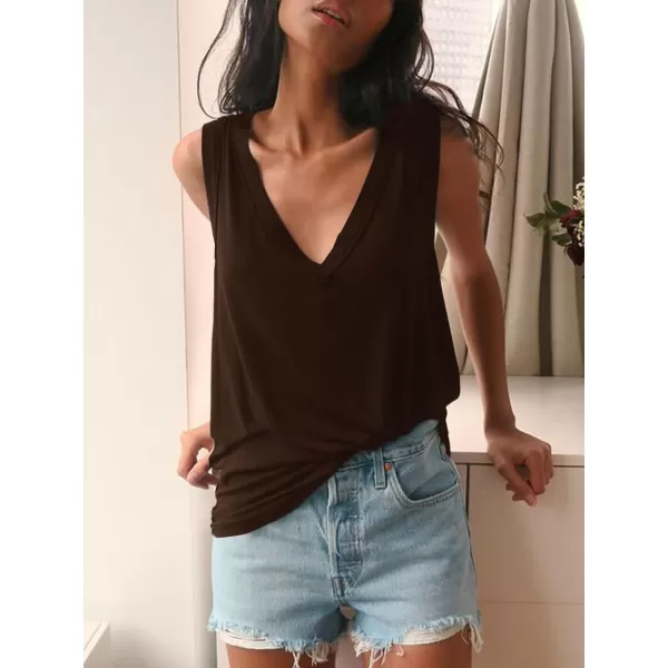 LYANER Women's Summer V Neck Basic Sleeveless Racerback Tank Top Casual Loose Shirts