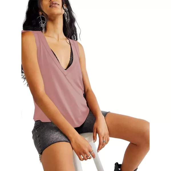 LYANER Women's Summer V Neck Basic Sleeveless Racerback Tank Top Casual Loose Shirts