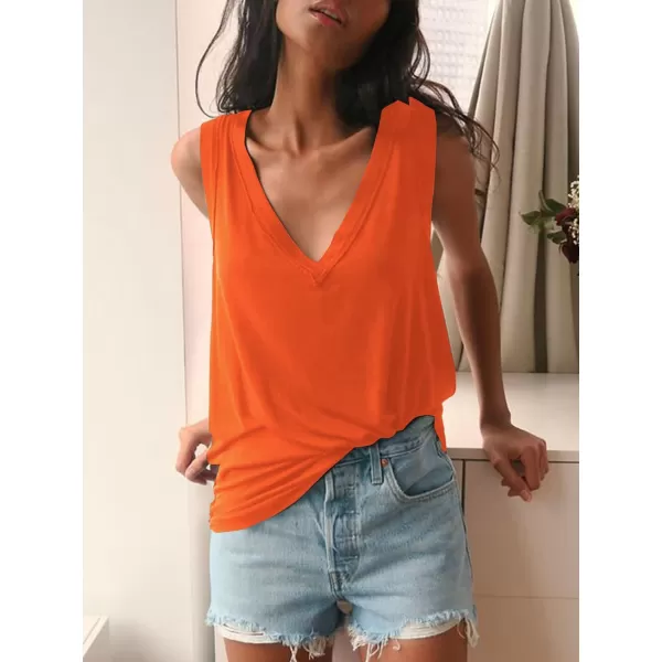 LYANER Women's Summer V Neck Basic Sleeveless Racerback Tank Top Casual Loose Shirts