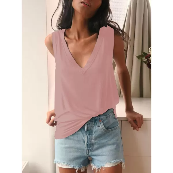 LYANER Women's Summer V Neck Basic Sleeveless Racerback Tank Top Casual Loose Shirts