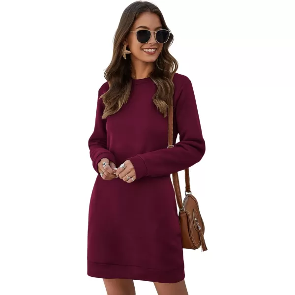 LYANER Women's Sweatshirt Dress Crewneck Long Sleeve Loose Fit Mini Sweat Shirt Dress with Pockets