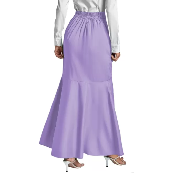 LYANER Women's Tie Waist Ruffle Wrap Mermaid Fishtail Hem High Waist Long Maxi Skirt
