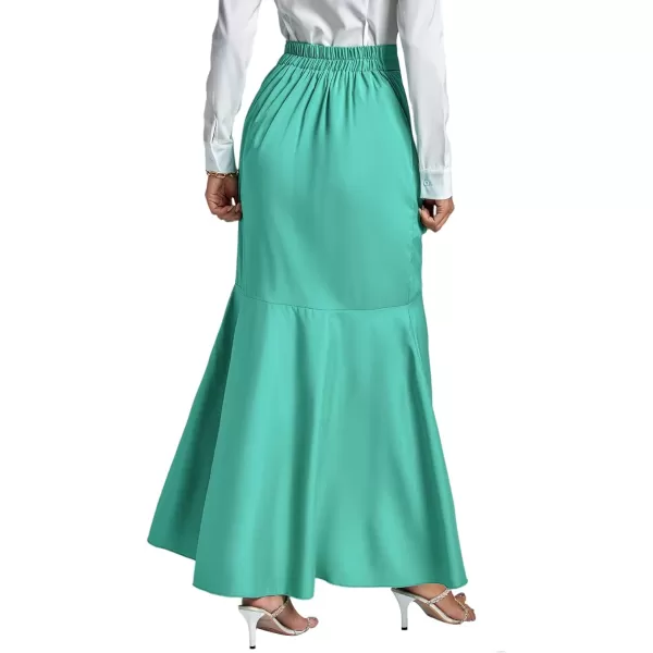 LYANER Women's Tie Waist Ruffle Wrap Mermaid Fishtail Hem High Waist Long Maxi Skirt
