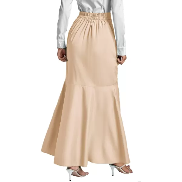 LYANER Women's Tie Waist Ruffle Wrap Mermaid Fishtail Hem High Waist Long Maxi Skirt