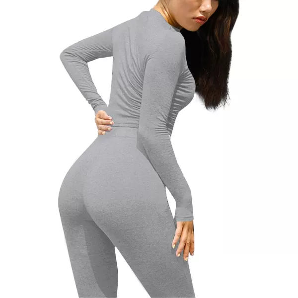 LYANER Women's Two Piece Fleece Outfits Mock Neck Long Sleeve Crop Top Long Pants Athletic Sweatsuits