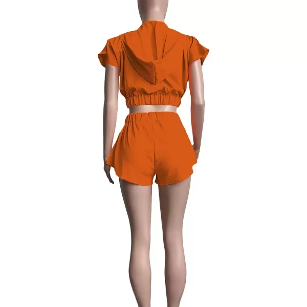 LYANER Women's Two Piece Outfit Set Hoodies Zip Up Crop Top and Shorts Sweatsuit