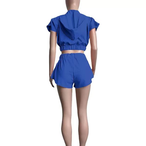 LYANER Women's Two Piece Outfit Set Hoodies Zip Up Crop Top and Shorts Sweatsuit