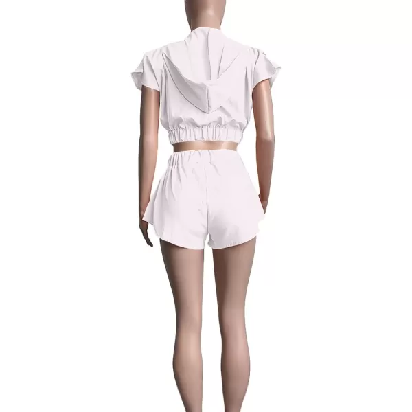 LYANER Women's Two Piece Outfit Set Hoodies Zip Up Crop Top and Shorts Sweatsuit