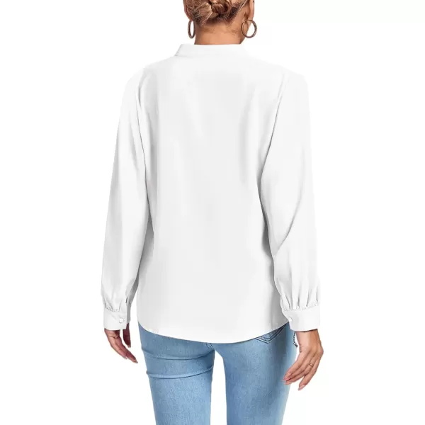 LYANER Women's V Neck Shirred Long Sleeve Office Elegant Tunic Blouse Top