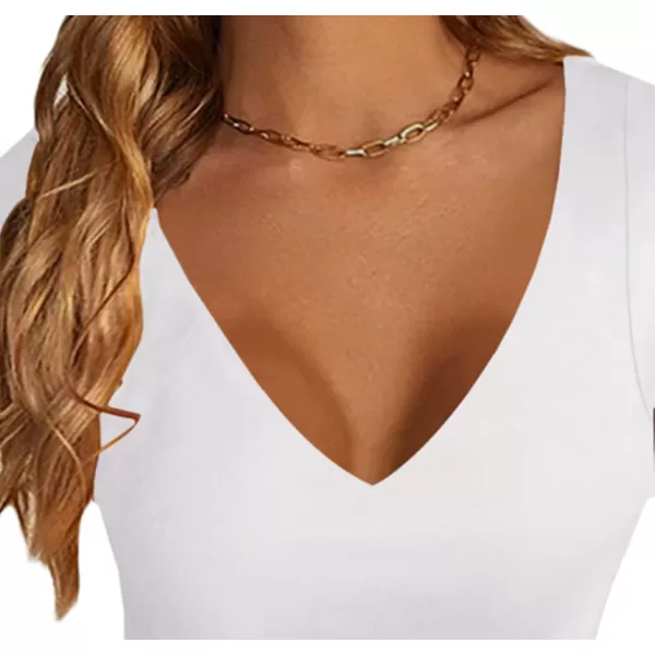 LYANER Women's V Neck Short Sleeve Crop Tops Cute Summer Tee Basic T Shirts