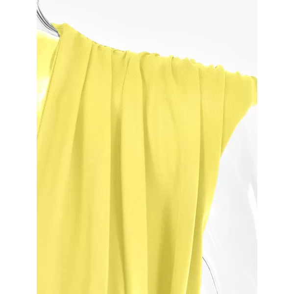 LYANER Women's Wraped V Neck Ruched Sleeveless Tank Leotard Bodysuit Top