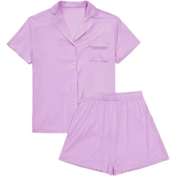 LYANER Women's 2 Piece Short Sleeve Button Down Top and Shorts PJ Set Loungewear Pajama Sets