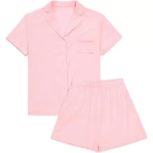 LYANER Women's 2 Piece Short Sleeve Button Down Top and Shorts PJ Set Loungewear Pajama Sets