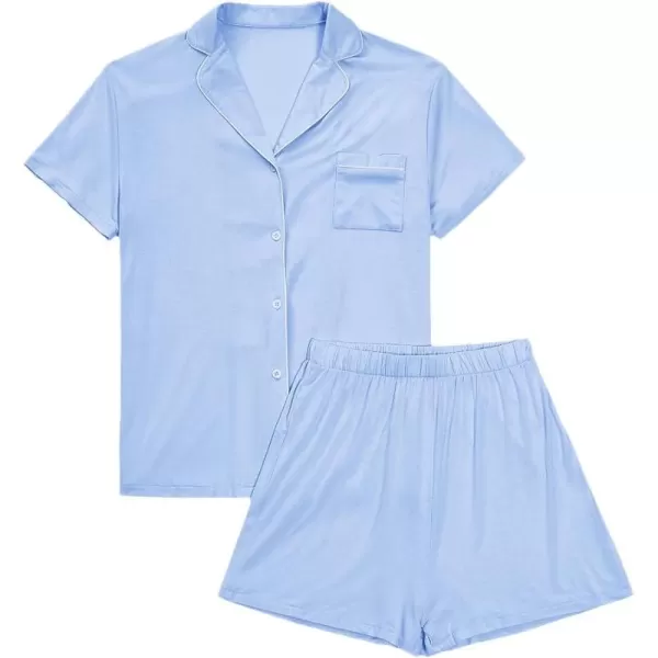 LYANER Women's 2 Piece Short Sleeve Button Down Top and Shorts PJ Set Loungewear Pajama Sets