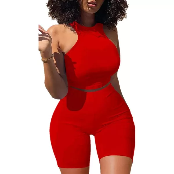 LYANER Women's 2 Piece Sleeveless Crew Neck Crop Sport Tank Crop Top and High Waist Running Shorts Yoga Sets