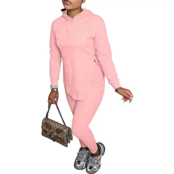 LYANER Women's 2 Piece Tracksuit Outfits Long Sleeve Slit Hem Hoodie Jogger Pants Sweatsuit Lounge Set